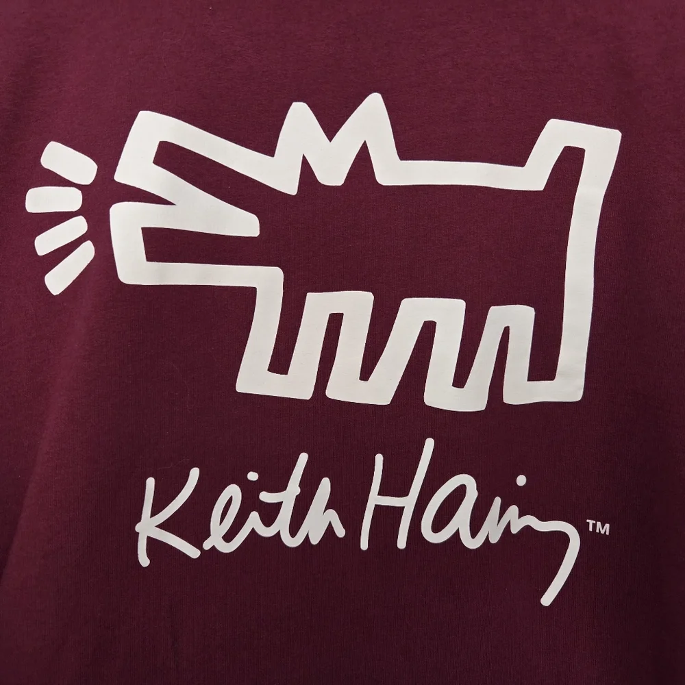 Keith Haring Sweatshirt Iconic Barking Dog Print Women's Medium Red And White - Picture 4 of 7